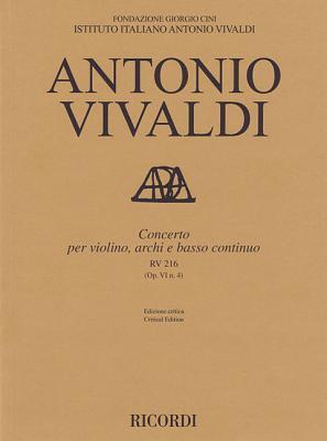 Read Concerto for Violin, Strings and Basso Continuo - Rv216, Op. 6 No. 4: Critical Edition Score - Antonio Vivaldi | PDF
